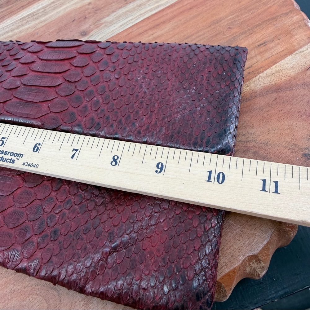 Genuine Python exotic snake Fold-over Clutch Purse by Archipelago Design red - Picture 7 of 8